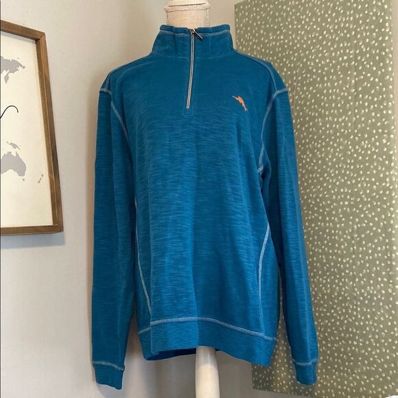 Tommy Bahama Other - Tommy Bahama Blue Long Sleeve Quarter Zip Pullover Sweater Size Large